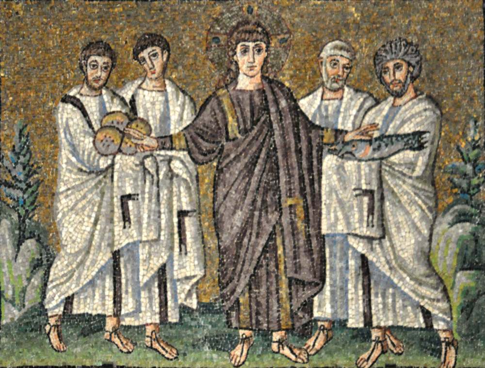 Life of Christ Cycle at Sant'Apollinare Nuovo Detail, the loaves and